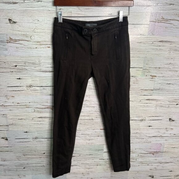 Vince Mid-Rise Skinny  Fit Trousers Brown Size: 4 - Picture 1 of 7
